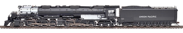 Black and silver HO scale 4-8-8-4 Big Boy steam locomotive.