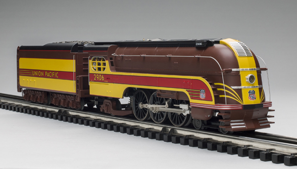 brown, yellow, and red model train