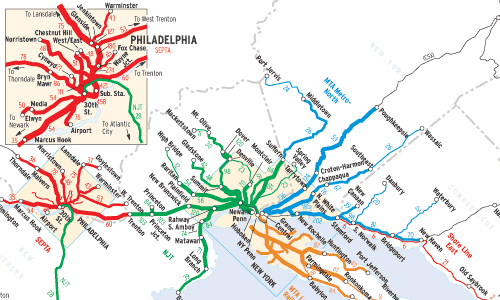 Northeast commuter trains map image