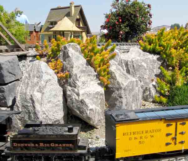 train circling rock