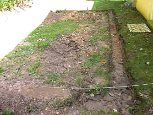 trench in backyard