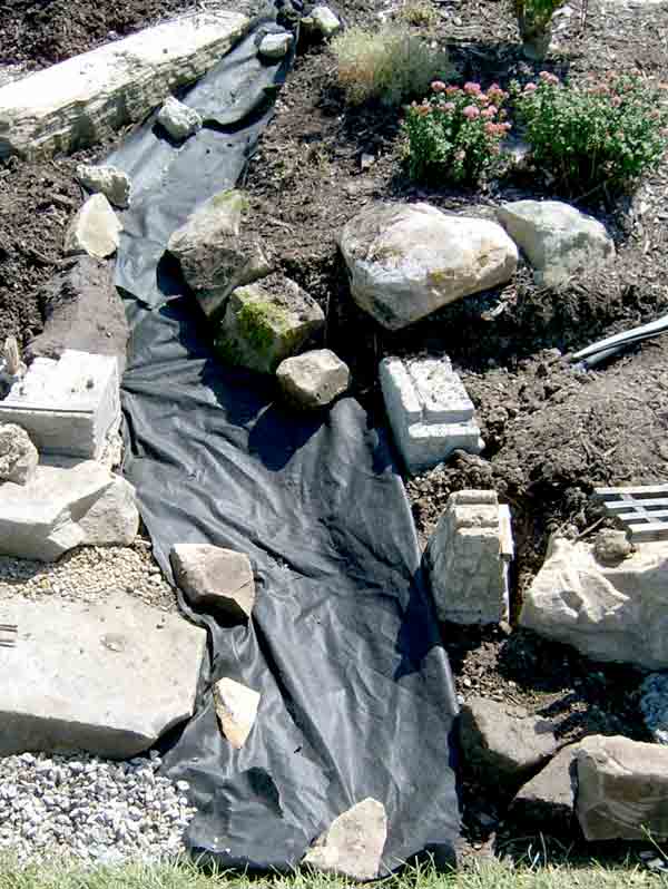 landscape fabric for dry stream on garden railway