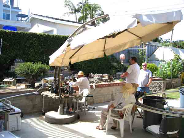 people sitting on a patio