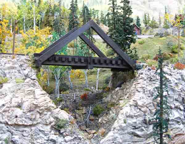 bridge with rocks on garden railway