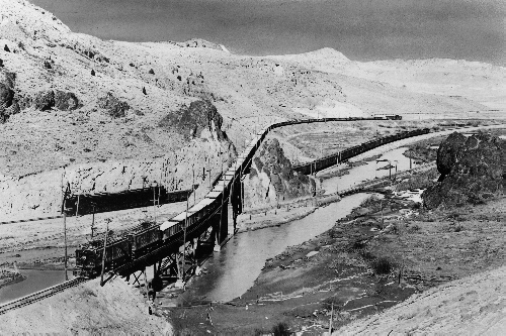 Electric -hauled ore train in Silver Bow, Mont.