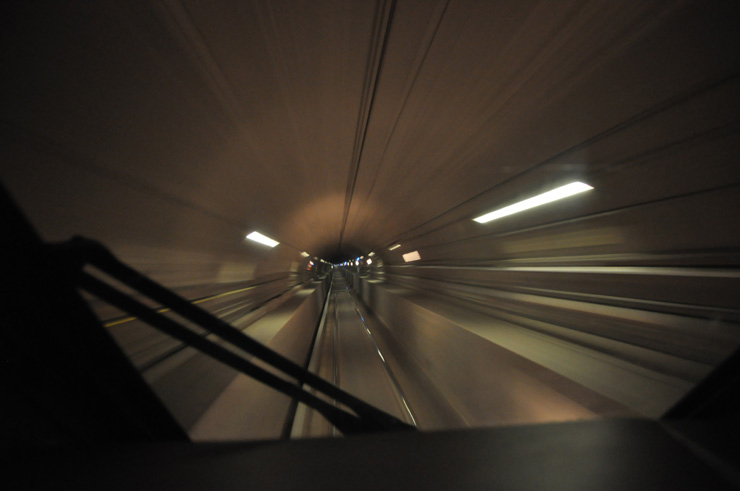 Train running through a tunnel. Hudson River rail tunnel project starts … again