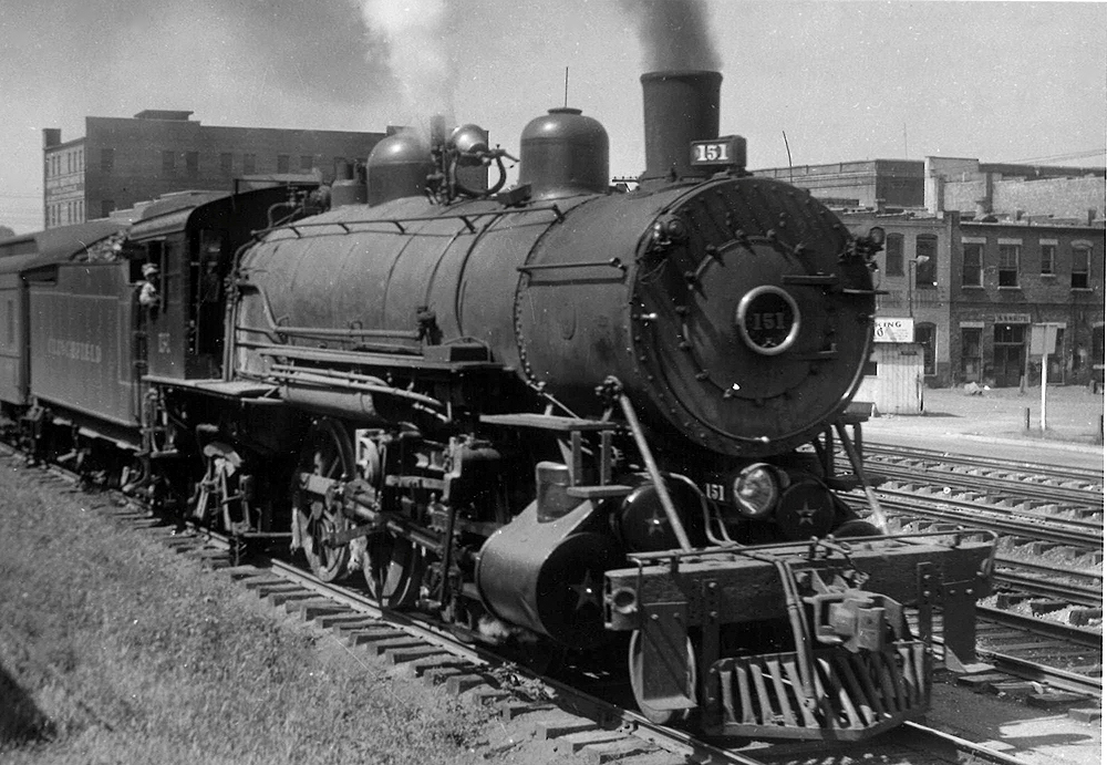 A train passing through a town