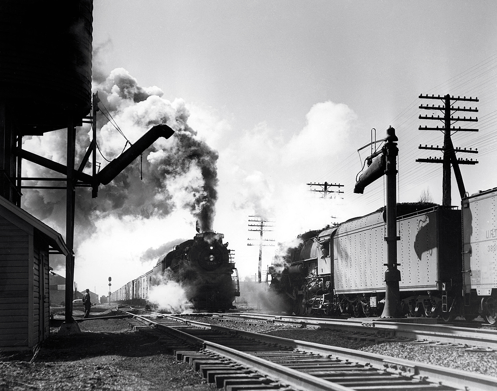 A train passing through a water facility 
