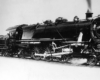 A close up black and white photo of a PRR 1737