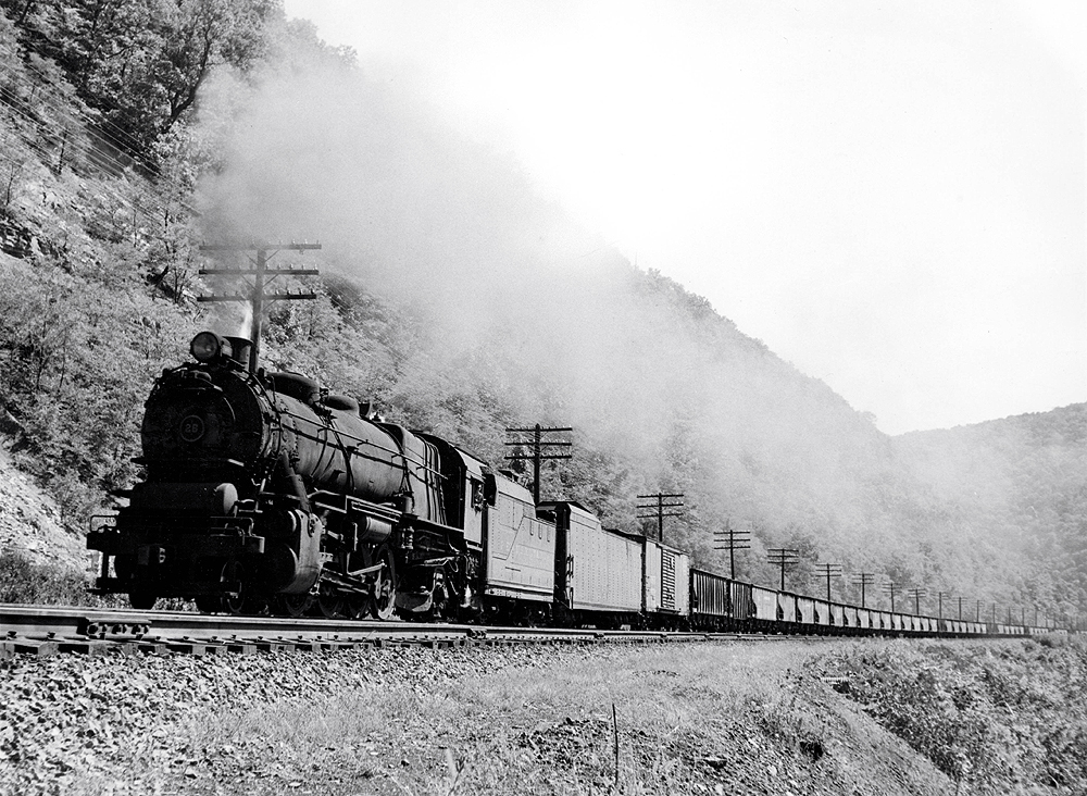 A train passing through mountains