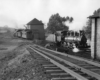 Two trains at a train station