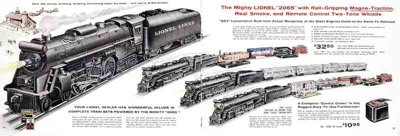 The Lionel 2065 Hudson in a catalog spread