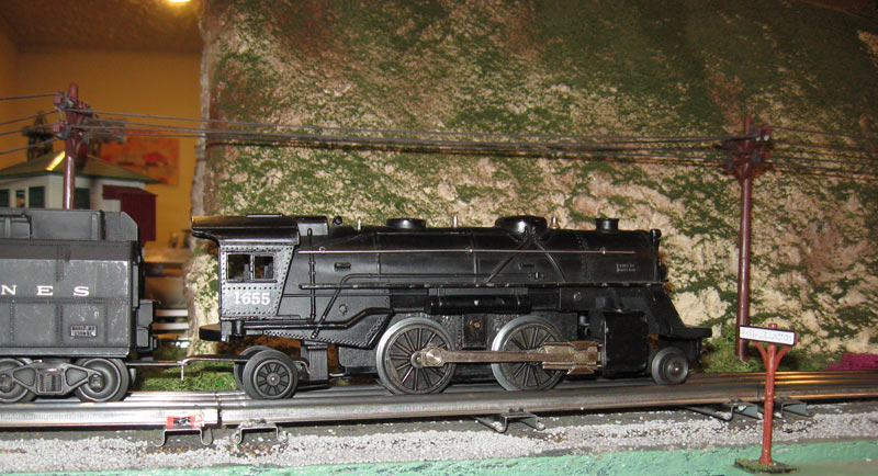 The Lionel Scout locomotive No. 1655 on a layout