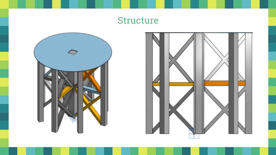 Drawing of water tower for steam locomotive