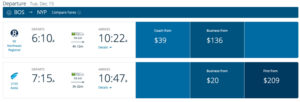 screen grab of Amtrak Acela $20 fare sale