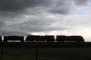 train and cloudy sky