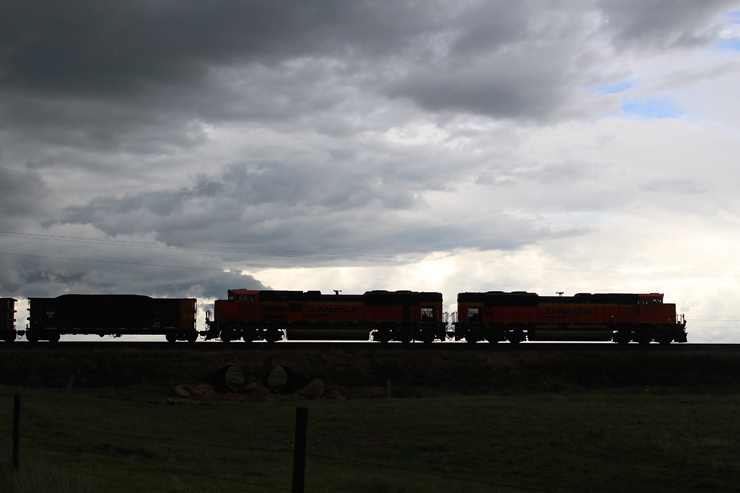 train and cloudy sky