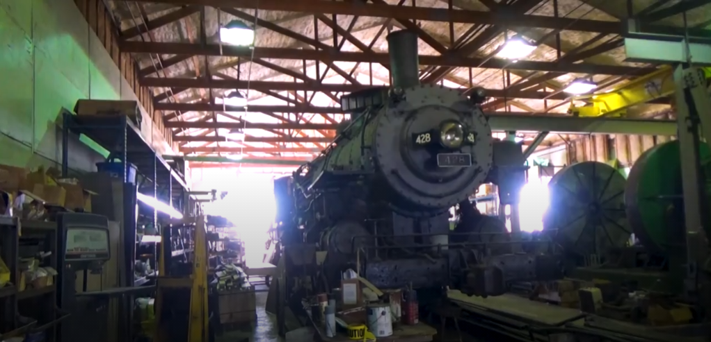 Frisco 2-10-0 No. 1630 in the Illinois Railway museum steam shop