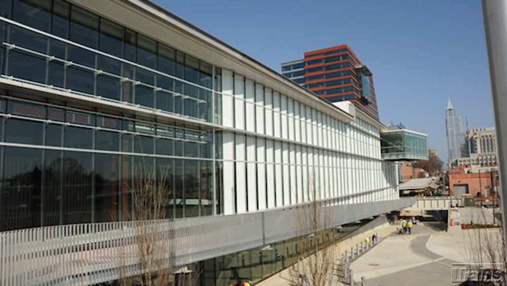 Outside of the new train station in Raleigh, North Carolina.