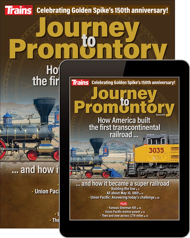 Journey to Promontory special issue cover and a tablet showing the cover