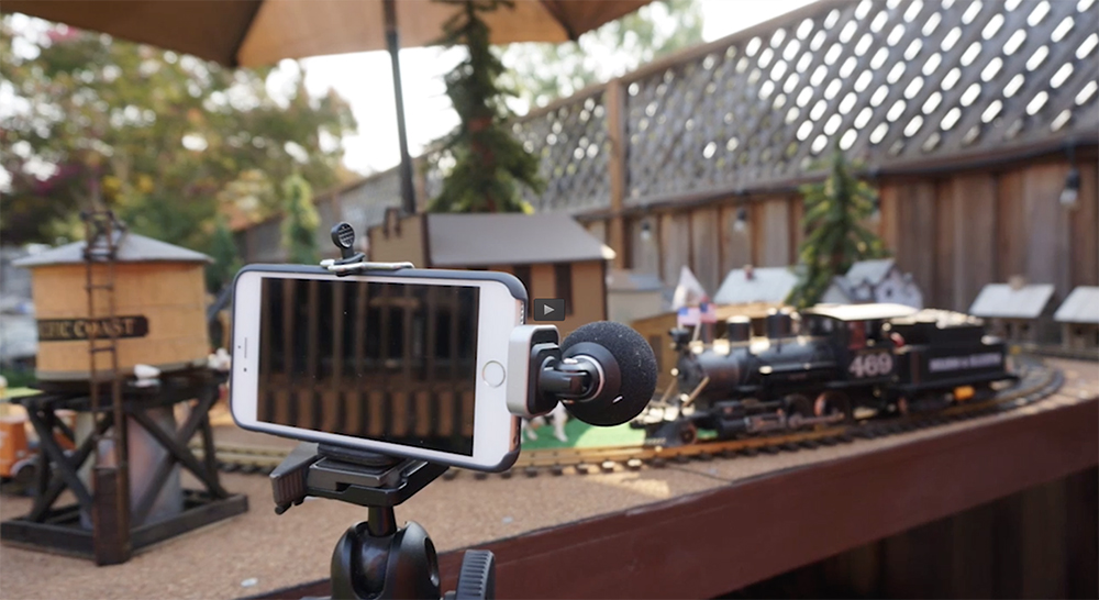 filming an outdoor model railroad with a phone