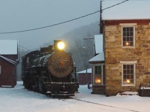 Locomotive in the snow