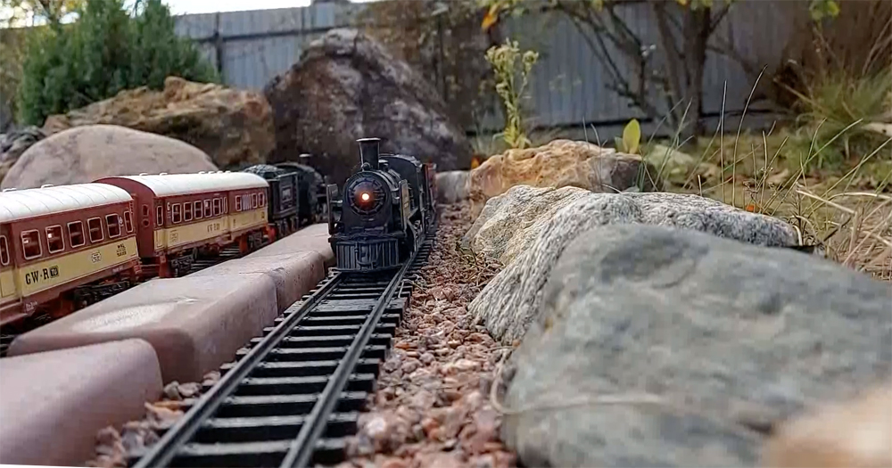 Steam locomotive on a garden railway in Russia