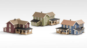 Three model houses