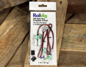 Package containing stick on light diodes