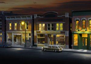 A model street at night