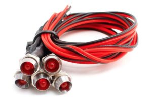 A bundle of black and red wires
