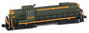 Orange and green diesel locomotive