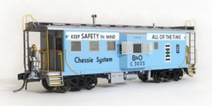 blue caboose with windows