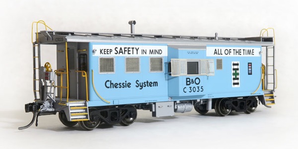 blue caboose with windows