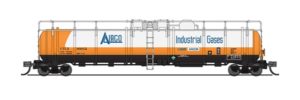 Orange and white tank car