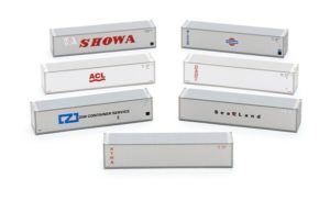Seven intermodal containers