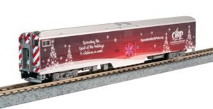 Train car with Christmas decals