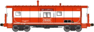 Red boxcar with windows