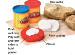 Play Doh, rock casting, and real rocks