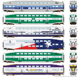 Rapido Trains HO scale Bi-level commuter cars