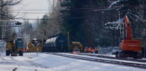 Derailed train