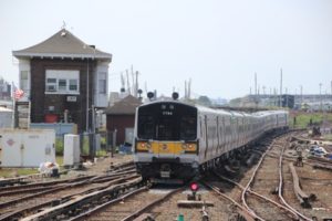 A train in a yard