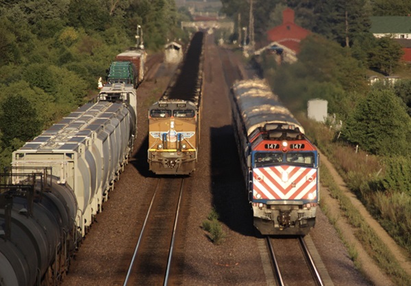 Two trains passing each other