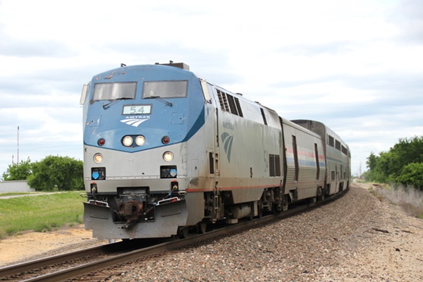 Passenger train on curve