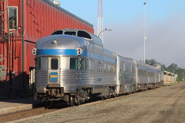 Passenger train with dome-observation car