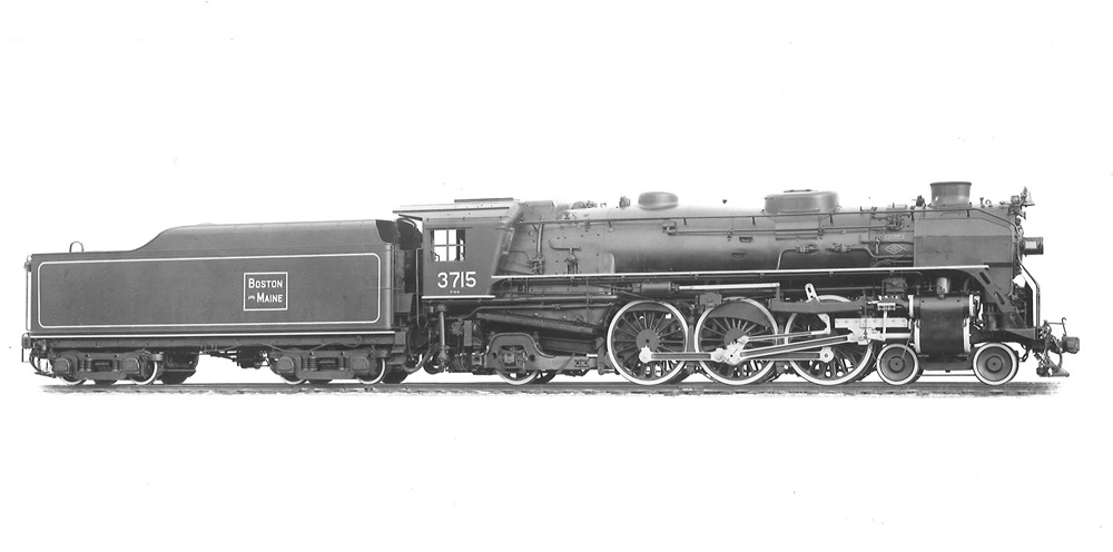 A side view of a 4-6-2 steam locomotive.