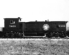 A side view of a diesel switching locomotive.