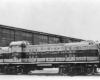 Side view of a diesel locomotive.