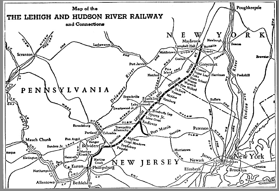 Lehigh & Hudson River Railway map