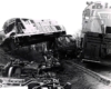 Two wrecked Lehigh & Hudson River diesel locomotives.